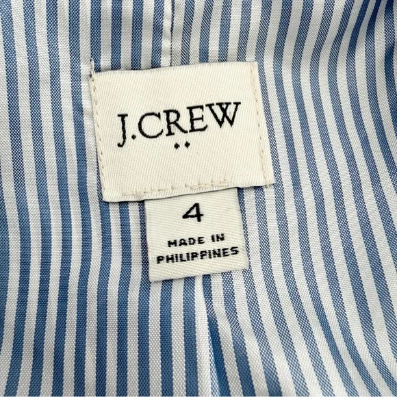 J. Crew Factory Herringbone One Button Blue White Blazer Size 4 - Picture 10 of 12